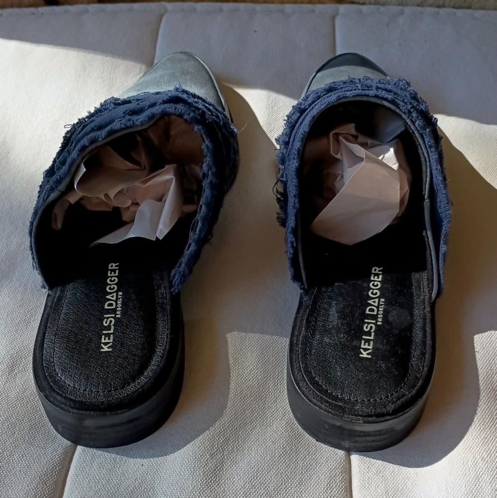 Kelsi Dagger Women's Blue Leather And Fabric Mules_8.5 - Picture 5 of 9
